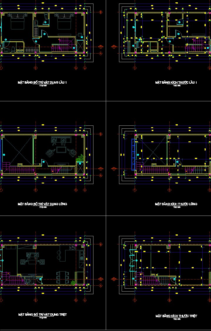 nhà phố 4 tầng,file cad nhà phố 4 tầng,Nhà phố 4 tầng kích thước 5.1x10.4m,bản vẽ nhà phố 4 tầng,kiến trúc nhà phố 4 tầng